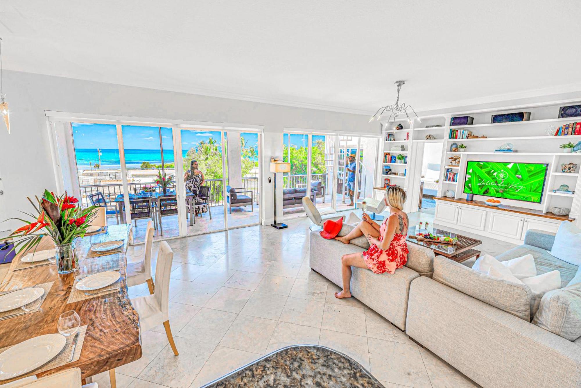 Ocean View Penthouse Retreat Amenities: Tennis Court Heated Pool Vista Key Two Islamorada